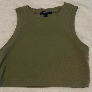 Forever 21 Khaki Ribbed Crop Top